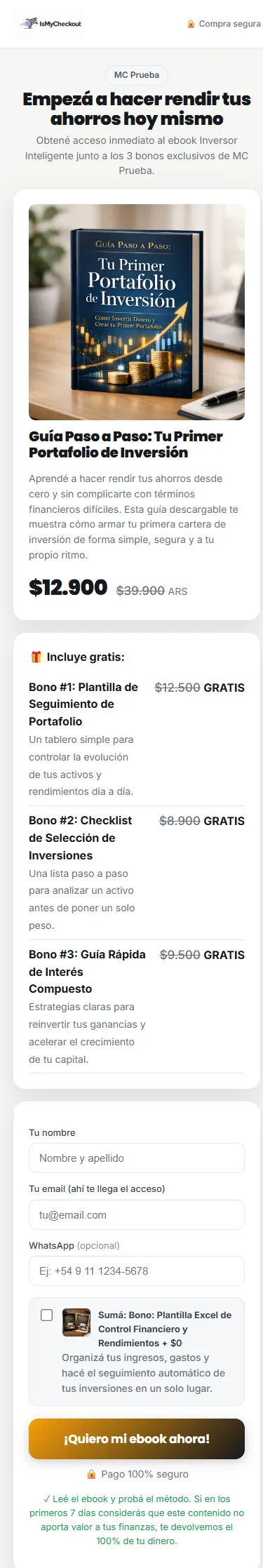 Checkout real de IsMyCheckout