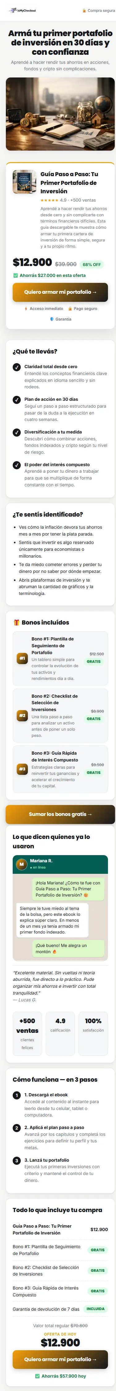 Landing real publicada por IsMyCheckout